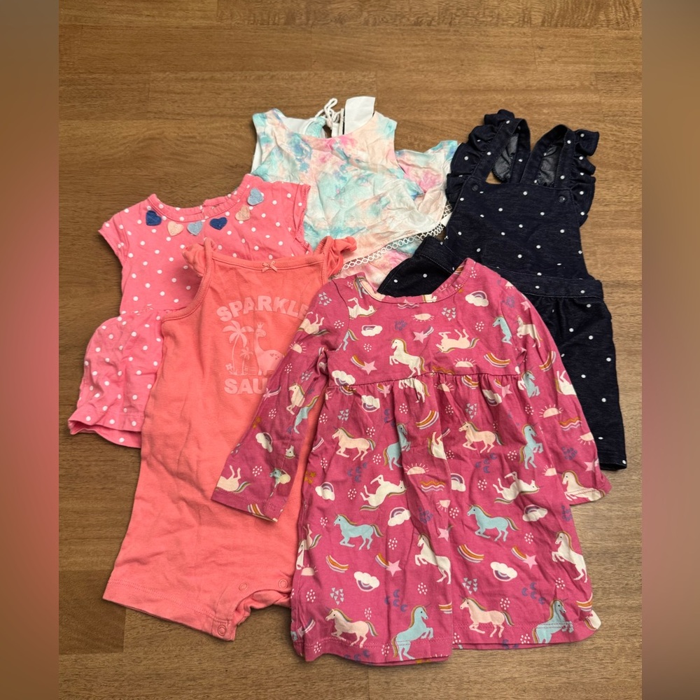 Bundle of 5 Baby Girl Rompers/One Pieces/Dresses All Size 12 Months